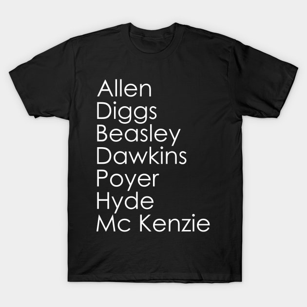 Allen Diggs Beasley Dawkins Poyer Hyde Mc Kenzie Buffalo Football T-Shirt by Oyeplot